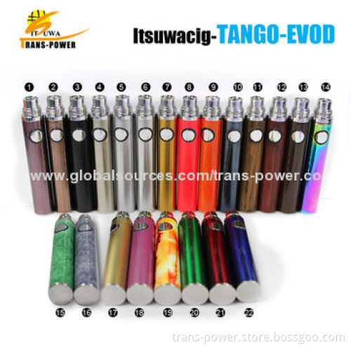 New and Popular Ecigator Ecig/E Cigarette Colorful Evod Ego Batteries, 650/ 900/1,100mAh Capacity